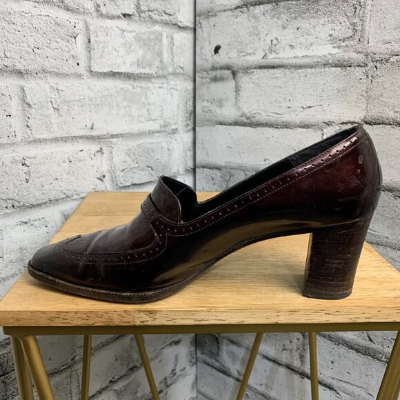 Vintage 90s Arnold Churgin Patent Leather Mid Block Heel Loafer - Picture 8 of 13